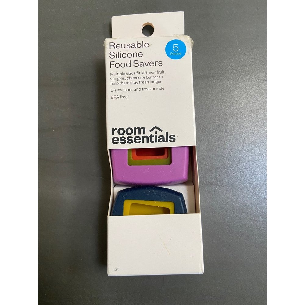 room essentials 5 Piece Silicone Food Savers Brand New In Box